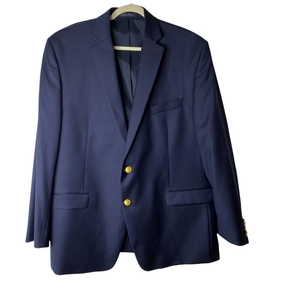 Lauren Ralph Lauren Classic Mens Wool Blazer Sport Coat Gold Buttons Preppy 46R - Picture 3 of 13